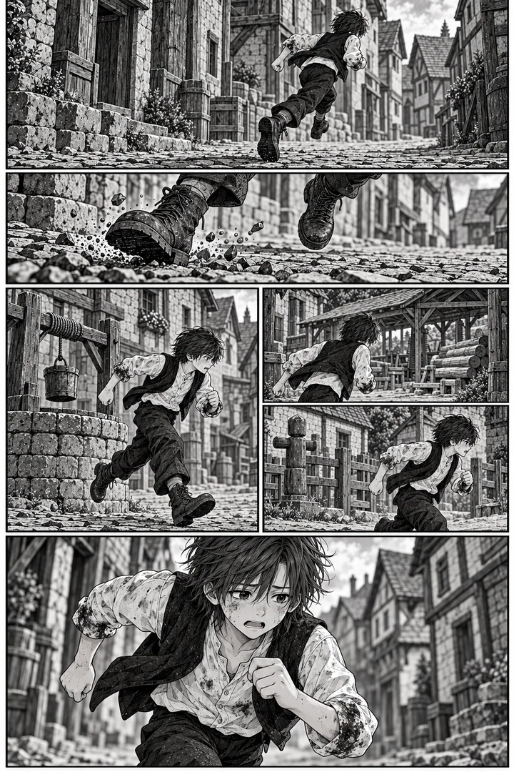 Nerin běží uličkami Cullhanu — manga stránka
